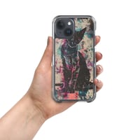 Image 9 of Colorful Watercolor Paint Splatters Black Cat Clear Case for iPhone®