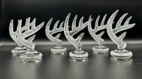 Image 3 of Hand Blown Glass Cremation Deer Antler Paperweight