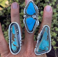 Image 2 of Ride the Sky Sterling Silver Triangle Statement Ring w/Kingman Turquoise 9