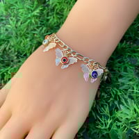 Image 4 of Butterfly Evil Eye Charm Bracelet