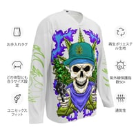 Image 10 of Recycled hockey fan jersey - Locally Hated Merch - CANIBUS COLLECTION - Green Tribal Stick Up Skull