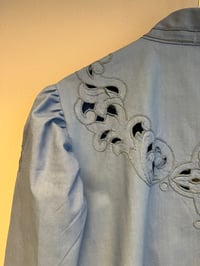 Image 12 of Blue puff sleeve shirt (l-xl)