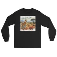 Image 2 of  Standing African Serval Landscape Long Sleeve TShirt