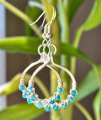 Image 1 of Blue Apatite (Silver) Small Hoop Earrings