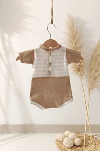 Image 1 of Newborn boy bodysuit for photoshoot | Noah | neutral beige and brown