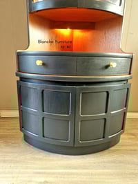 Image 7 of Mid Century Modern Luxury Corner Drinks Cabinet by Nathan - Dark Grey Vintage Cocktail Display Unit