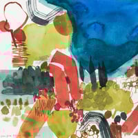 Image 2 of Looking down toward the Straits of Corfu original unframed watercolour painting 