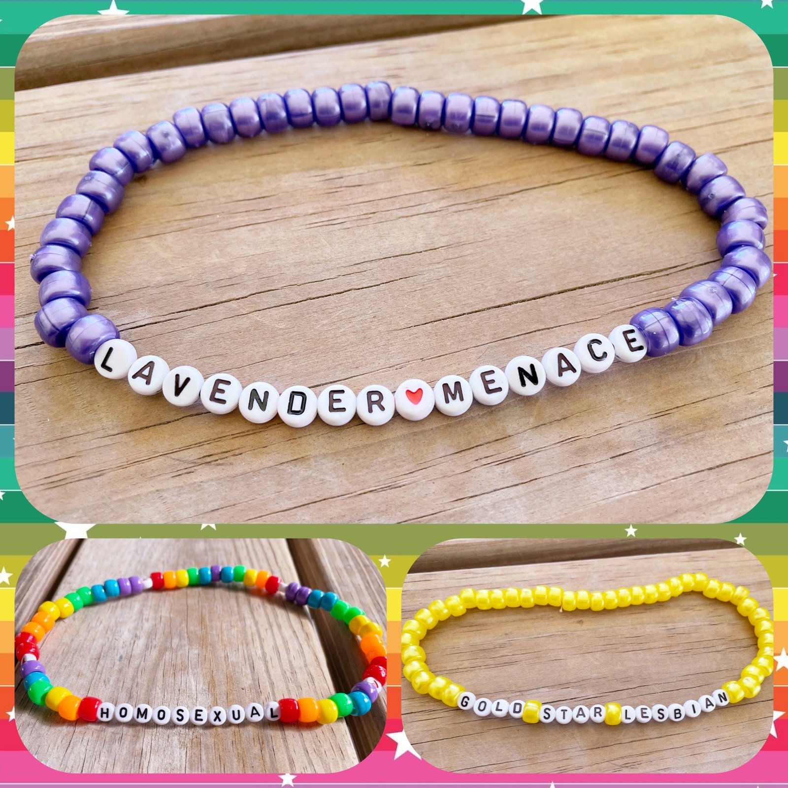 Pansexual Pride Flag Colours Acrylic Bead Bracelet – Vilda Jewellery