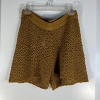 Image 3 of ZARA high waisted brown/mustard crochet shorts