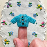 Image 2 of Size 3" Dollhouse Doll handknit cashmere cardigan for Tiny Handmade Dolls B