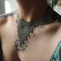 Image 4 of Stainless steel xtal quartz chainmail necklace 