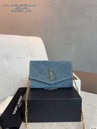 Image 1 of YSL Cassandre Denim Envelope Chain Wallet