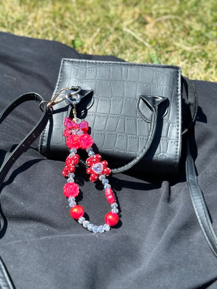 Image of Rhinestone Bag/Phone Charm- Red 