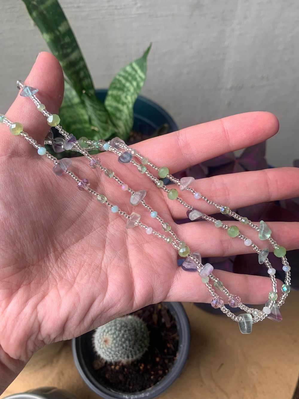 sparkly beaded flourite necklace