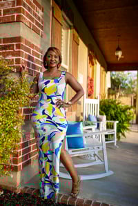 Image 1 of Square Neck Dress w/Side Slit