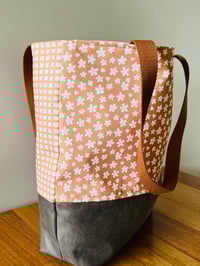 Image 2 of Fabric Tote Bag- Daisy Garden Copper Shades