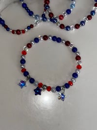 Image 5 of Fourth of July Memorial Day Patrotic Red White and Blue Tumbler Bracelet Stack