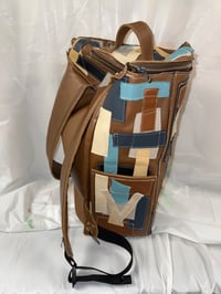 Image 3 of Cowhide Patchwork Backpack (Brown/Multi)