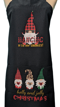 Image 2 of Hanging with My Gnomes Christmas Apron (black)
