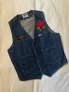 early 70s Wrangler denim vest with rose and harley patches 