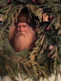 Image 3 of #4... Olde 1868 Santa Print~ Wreath ~ 20 x 19 