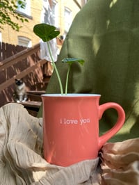 Image 1 of Elephant Ear in Coral "I Love You" Mug