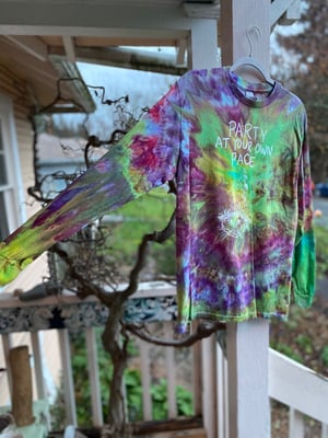 Image of Party At Your Own Pace Long Sleeve Tie Dye Shirt Size Medium