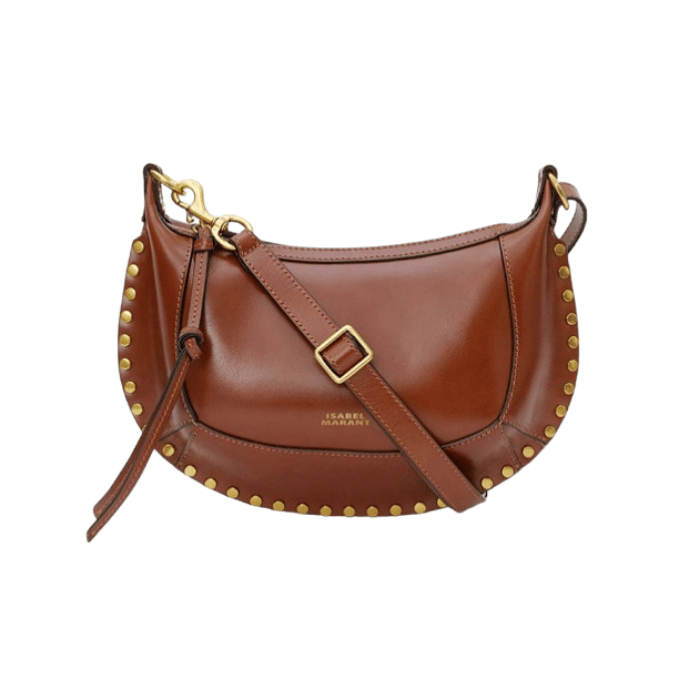 Image of ISABEL MARANT OSKAN MOON SHOULDER BAG COGNAC