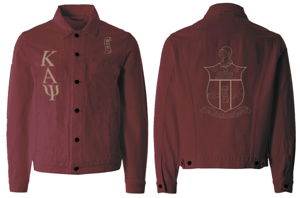 Image of Crimson/Cream Jean Jacket KAPSI FRONT SHIELD BACK