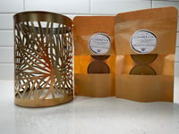 Image 1 of Palm Leaf Candleholder + 4 Pure Beeswax Tea Light Candles