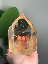 Image 5 of XL NATURAL CITRINE WITH BLACK TOURMALINE TOWER -BRAZIL-