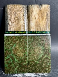Image 2 of Giraffe Bone & Green Redwood Burl Segmented Knife Scales