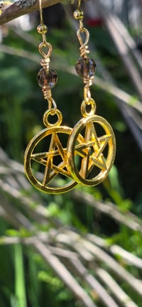 Image 5 of Smoky Pentacle Earrings