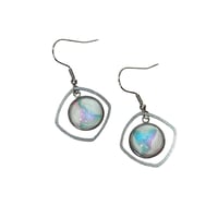Image 1 of Cotton Candy-Handmade Fluid Art Earrings