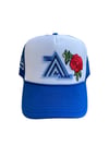 Art Of Fame❌A-Team/ Royal Blue & White Concrete Rose Trucker Hat