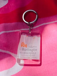 Image 3 of vintage linen hangtag label Vera Neumann Burlington sheet made in USA courtneycourtney keychain 