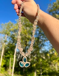 Image 1 of Kyanite Pendant Micro Macrame Necklace
