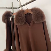 Image 3 of fox fur collar and cuff lux loungewear set 