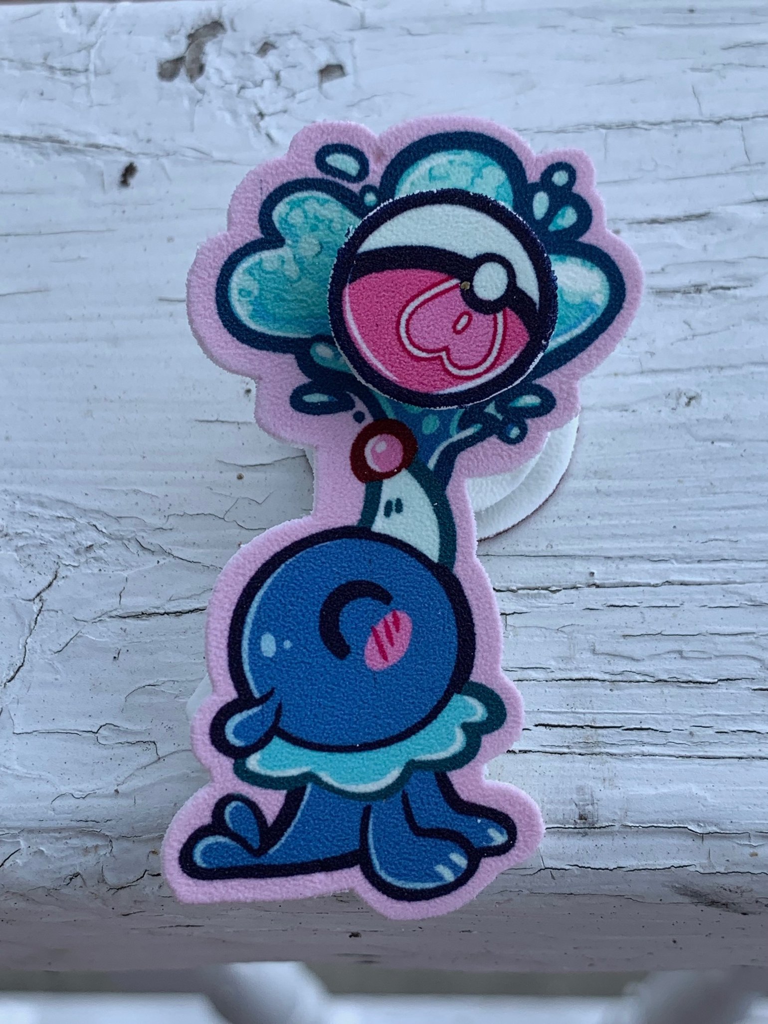 Image of Popplio Pokeball spin Shrinky dink pin