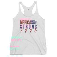 Image 2 of Merica Strong 1776 USA Flag - Women's Racerback Tank