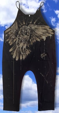 Image 1 of “FREE BIRD” BLEACH PAINTED BAGGY ROMPER LARGE