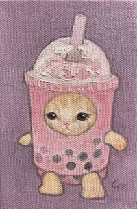 Image 1 of pink boba kitty