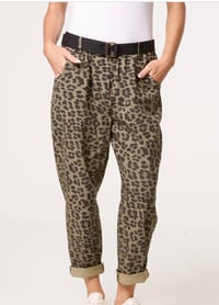 Image 1 of LEANNE - BELTED LEOPARD MAGIC TROUSRS