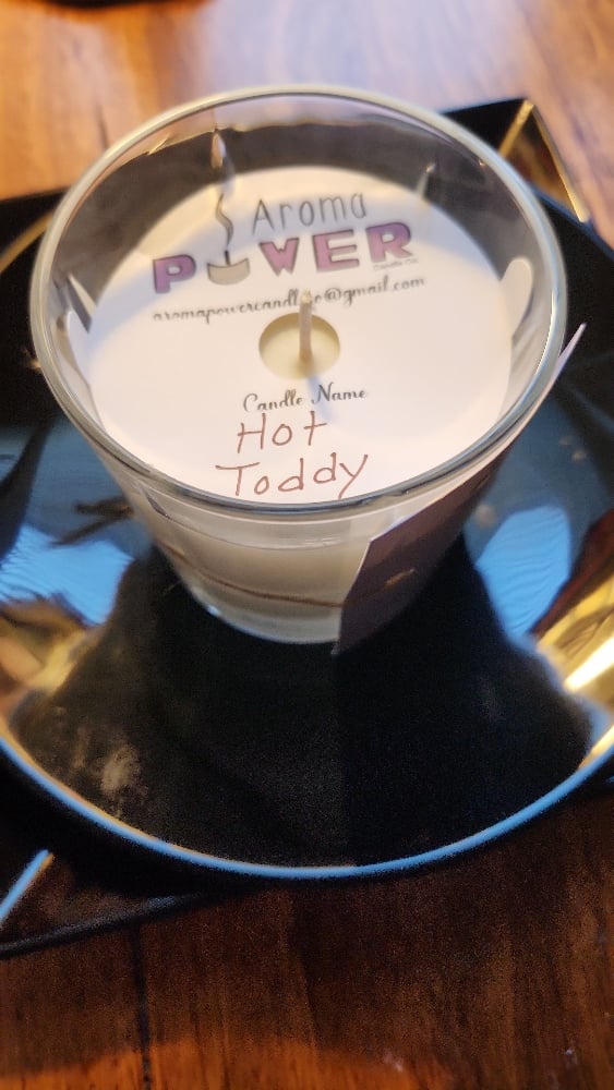 Image of Hot Toddy Candle in Reusable Whiskey Rocks Glass w/cleaning instructions