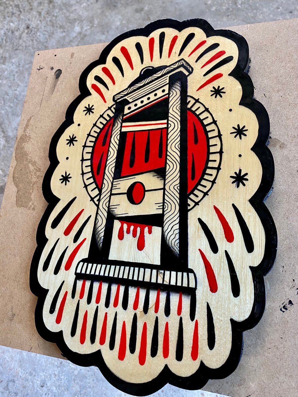 Guillotine / Acrylic on Wood