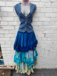 Image 1 of Wanderlust maxi tiered skirt/ Bandeau Dress-Blue sea