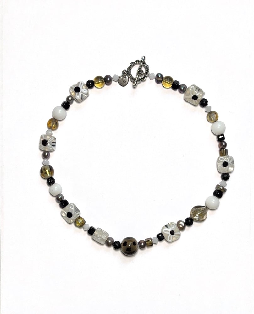 Image of black and white flowers