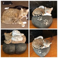 Image 10 of Custom Engraved Handpainted Cat On Pawprint Rock Urn 