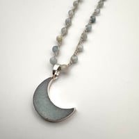 Image 2 of Aquamarine & Amazonite Moon Car Charm