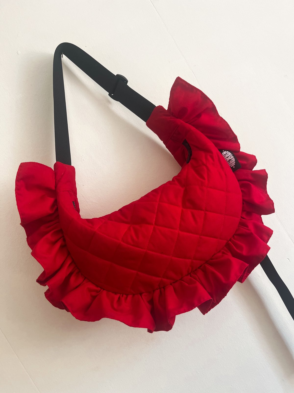 Red Pillow Frill Crossbody Bag 